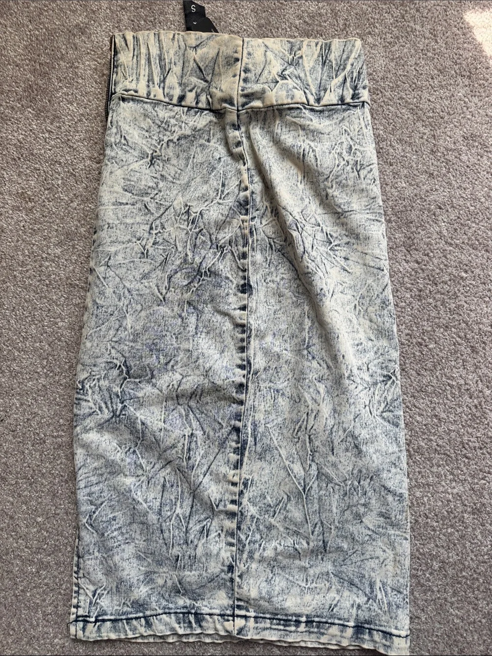 Roma Acid-Wash Denim Midi Skirt - Light Blue/White - Picture 2 of 2
